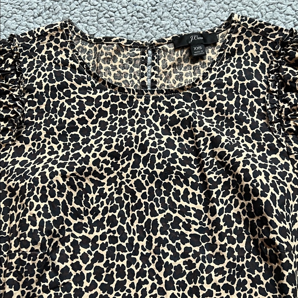 J. Crew J6080 Short Sleeve Puff Sleeve Leopard Print Top - Picture 7 of 11